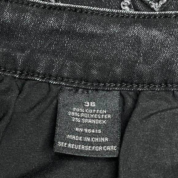 Rebel Vengeance Men 36 Straight Black Star Embroidered Jeans Punk Street Skate - Picture 8 of 10